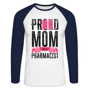 Pharmacy Tech Technician - Unisex Long Sleeve Baseball T-Shirt - white/navy - Front - Nik (191cm)