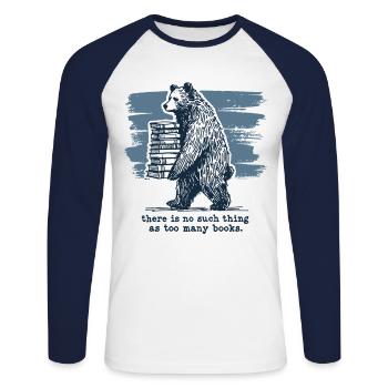 Retro Book Design Funny Book Lover Saying - Unisex Long Sleeve Baseball T-Shirt - white/navy - Front - Nik (191cm)