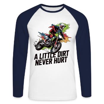 Motocross – Dreck ist geil! - Unisex Baseballshirt langarm - Weiß/Navy - Vorne - Nik (191cm)