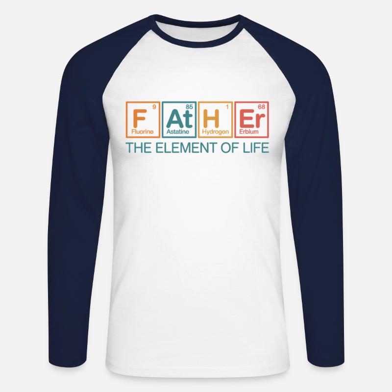 Vater – Das Element des Lebens - Unisex Baseballshirt langarm - Weiß/Navy