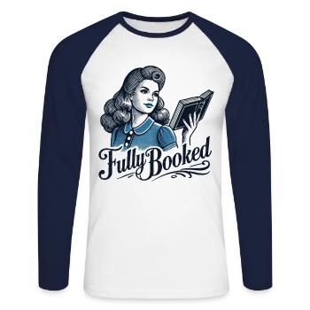 Retro Bookish Girl Book Lover Saying - Unisex Long Sleeve Baseball T-Shirt - white/navy - Front - Nik (191cm)