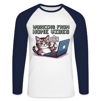 Home office with style and cat - Unisex Long Sleeve Baseball T-Shirt - white/navy - Front - Nik (191cm)
