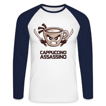 Chemise Cappuccino Assassino - T-shirt baseball manches longues Homme - blanc/marine - Devant - Nik (191cm)