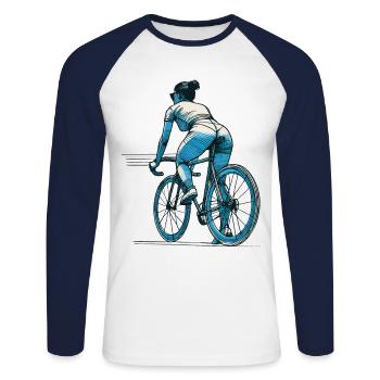 Sporty cycling design for modern people - Unisex Long Sleeve Baseball T-Shirt - white/navy - Front - Nik (191cm)