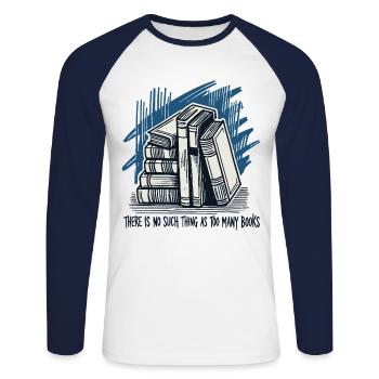Retro book statement for book fan design - Unisex Long Sleeve Baseball T-Shirt - white/navy - Front - Nik (191cm)