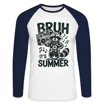 Cooler Waschbär mit Boombox - Unisex Baseballshirt langarm - Weiß/Navy - Vorne - Nik (191cm)