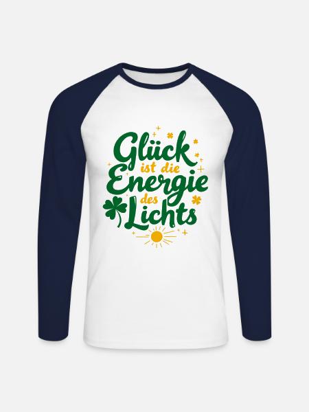 Happiness Energy Light - Unisex Long Sleeve Baseball T-Shirt - white/navy