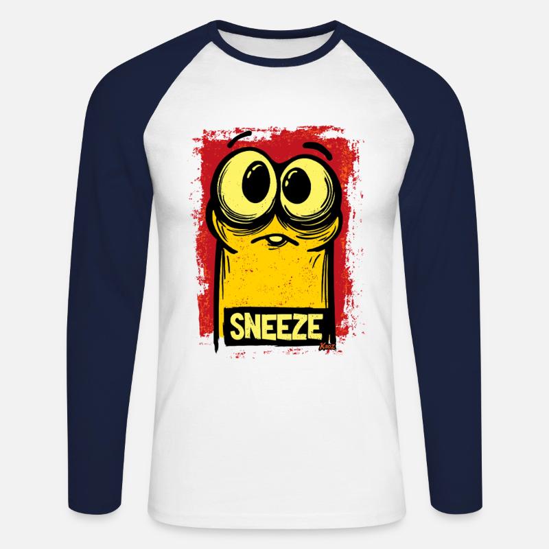 Kleines Monster – Gleich wird geniest! - Unisex Baseballshirt langarm - Weiß/Navy