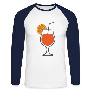 Summer Cocktail Illustration - Unisex Long Sleeve Baseball T-Shirt - white/navy - Front - Nik (191cm)
