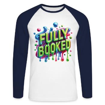 Book Lovers Funny Saying 3D Style - Unisex Long Sleeve Baseball T-Shirt - white/navy - Front - Nik (191cm)
