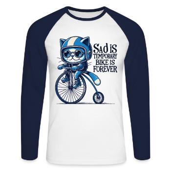 Cats Bicycle Design with Saying for Cyclists - Unisex Long Sleeve Baseball T-Shirt - white/navy - Front - Nik (191cm)