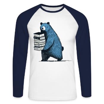 Books Bookworm Book Lover Funny Book - Unisex Long Sleeve Baseball T-Shirt - white/navy - Front - Nik (191cm)