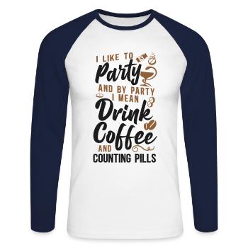 Technicien en pharmacie - T-shirt baseball manches longues Homme - blanc/marine - Devant - Nik (191cm)