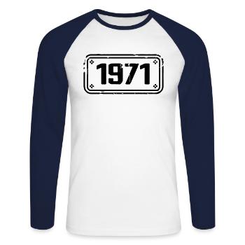 1971 Cadeau 1971 vintage 1971 limited edition 1971 - Unisex Baseballshirt langarm - Weiß/Navy - Vorne - Nik (191cm)