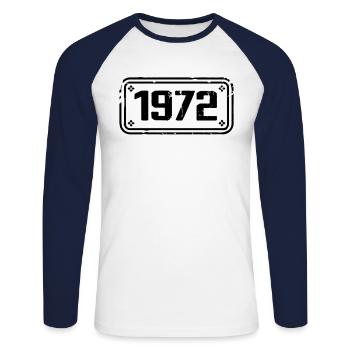1972 Cadeau 1972 Millésime 1972 Edition limitée 1972 - T-shirt baseball manches longues Homme - blanc/marine - Devant - Nik (191cm)