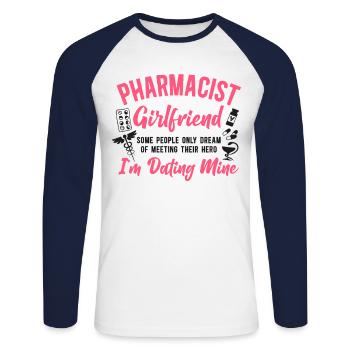 Pharmacy Tech Technician - Unisex Long Sleeve Baseball T-Shirt - white/navy - Front - Nik (191cm)