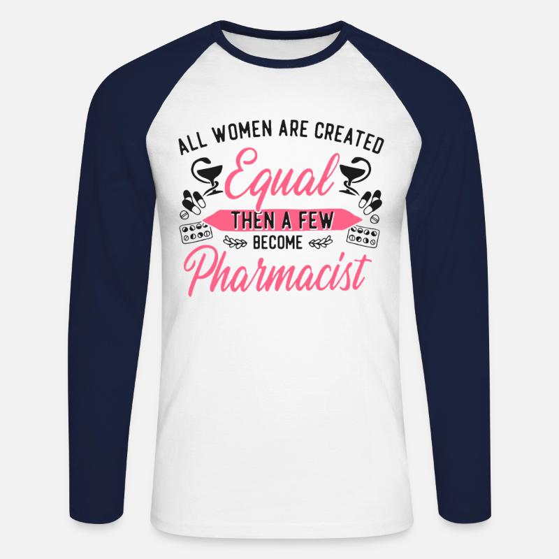 Pharmacy Tech Technician - Unisex Long Sleeve Baseball T-Shirt - white/navy