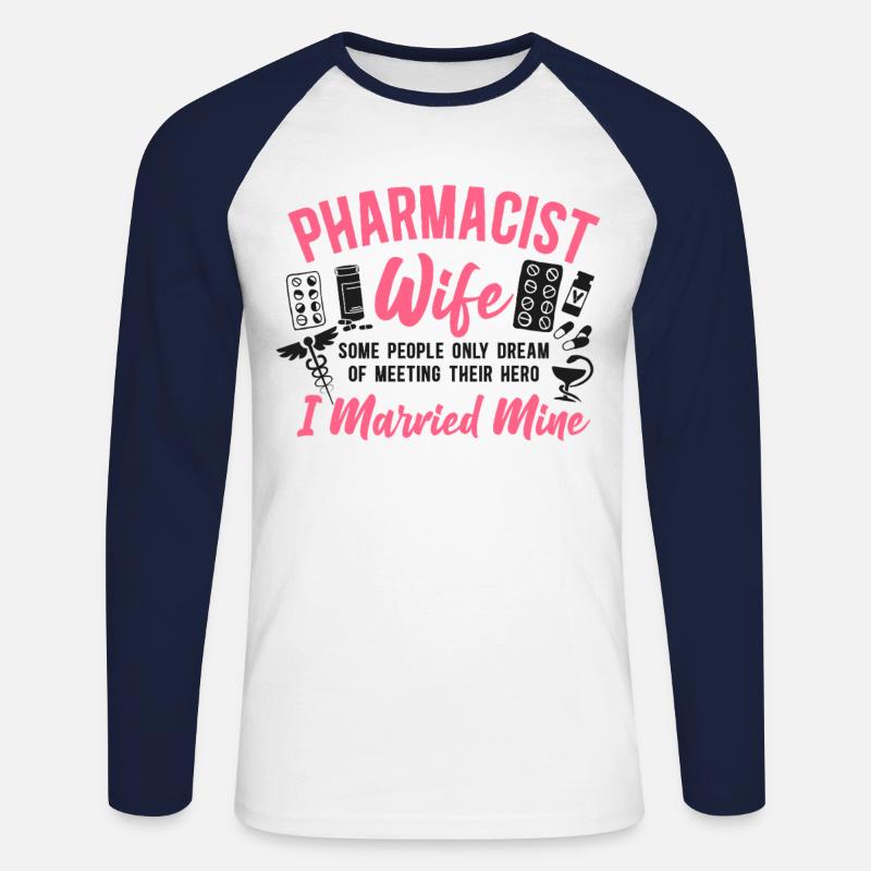 Pharmacy Tech Technician - Unisex Long Sleeve Baseball T-Shirt - white/navy