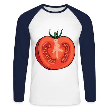 Tomate Kostüm Fasching Halloween Karneval Tomaten - Unisex Baseballshirt langarm - Weiß/Navy - Vorne - Nik (191cm)