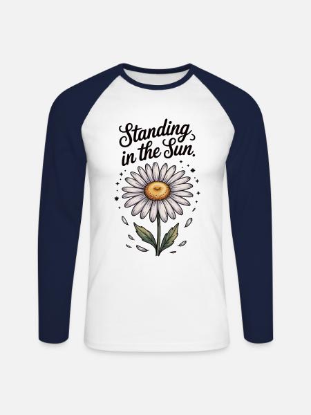 Blumenpower T-Shirt - Unisex Baseballshirt langarm - Weiß/Navy