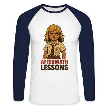 Strong School Girl Detention Comic - Unisex Long Sleeve Baseball T-Shirt - white/navy - Front - Nik (191cm)