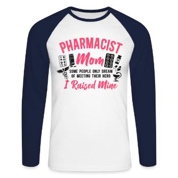 Pharmacy Tech Technician - Unisex Long Sleeve Baseball T-Shirt - white/navy - Front - Nik (191cm)