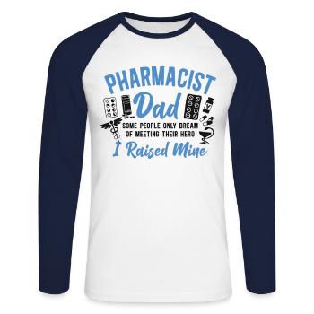Pharmacy Tech Technician - Unisex Long Sleeve Baseball T-Shirt - white/navy - Front - Nik (191cm)