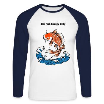 Koi Fisch Spruch - Unisex Baseballshirt langarm - Weiß/Navy - Vorne - Nik (191cm)