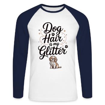 Dog hair is my glitter - Unisex Long Sleeve Baseball T-Shirt - white/navy - Front - Nik (191cm)