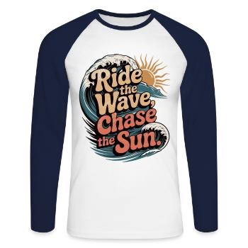 Summer Surfer Surfing Sunseeker - Unisex Long Sleeve Baseball T-Shirt - white/navy - Front - Nik (191cm)