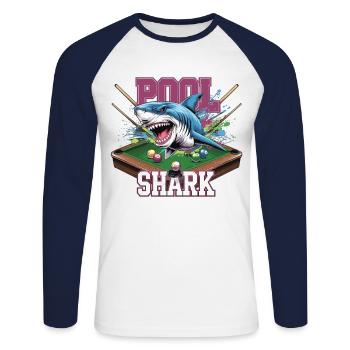 Pool Shark Chemise de joueur - T-shirt baseball manches longues Homme - blanc/marine - Devant - Nik (191cm)