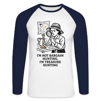 Antiquité Collector Chasse au trésor Vintage Rétro - T-shirt baseball manches longues Homme - blanc/marine - Devant - Nik (191cm)