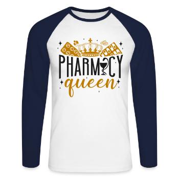 Pharmacy Tech Technician - Unisex Long Sleeve Baseball T-Shirt - white/navy - Front - Nik (191cm)