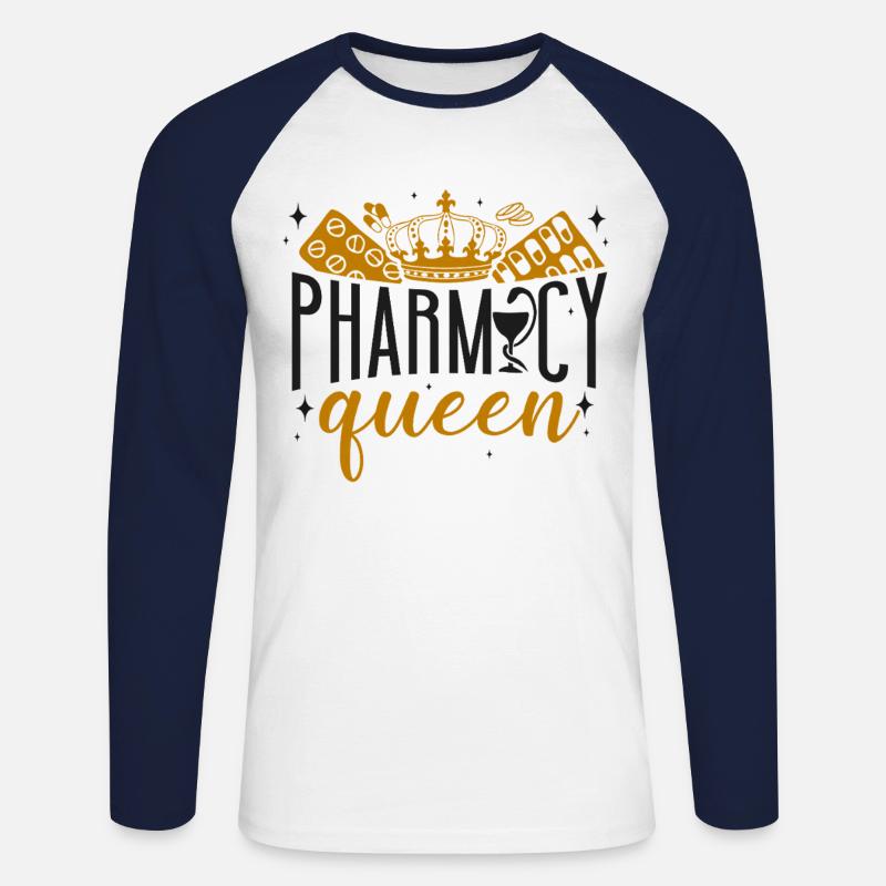 Pharmacy Tech Technician - Unisex Long Sleeve Baseball T-Shirt - white/navy