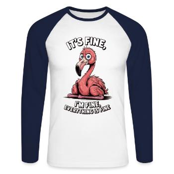 Sarcastic flamingo with saying - Unisex Long Sleeve Baseball T-Shirt - white/navy - Front - Nik (191cm)