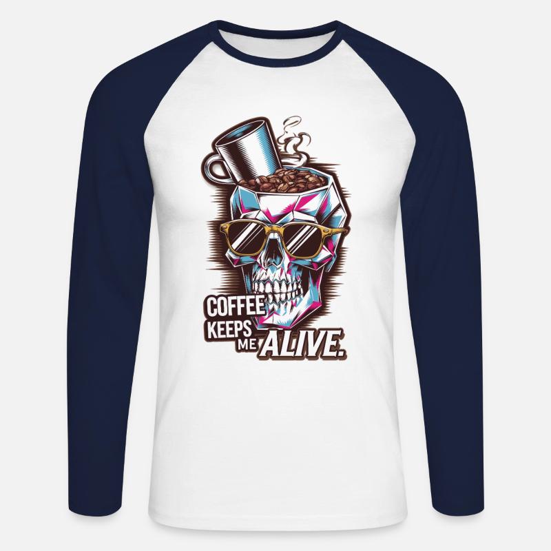 Kaffee = Leben - Unisex Baseballshirt langarm - Weiß/Navy