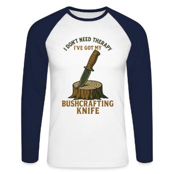 Prepper Bushcrafting Knife Survival Skills - Unisex Long Sleeve Baseball T-Shirt - white/navy - Front - Nik (191cm)
