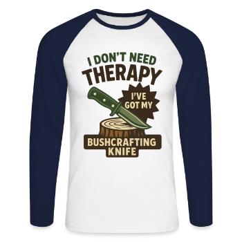 Prepper Survival Bushcrafting Knife Therapy - Unisex Long Sleeve Baseball T-Shirt - white/navy - Front - Nik (191cm)