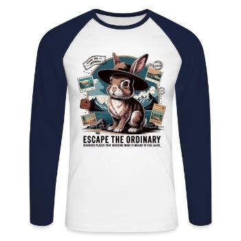 Postcards - Rabbit on the road - Unisex Long Sleeve Baseball T-Shirt - white/navy - Front - Nik (191cm)