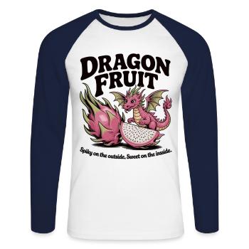 Drachenfrucht Süßer Drache auf Frucht - Unisex Baseballshirt langarm - Weiß/Navy - Vorne - Nik (191cm)