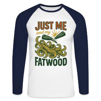 Just me and my Fatwood Prepper Survival - Unisex Long Sleeve Baseball T-Shirt - white/navy - Front - Nik (191cm)