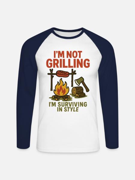 Prepper Survival Bushcrafting I'm Not - Unisex Long Sleeve Baseball T-Shirt - white/navy