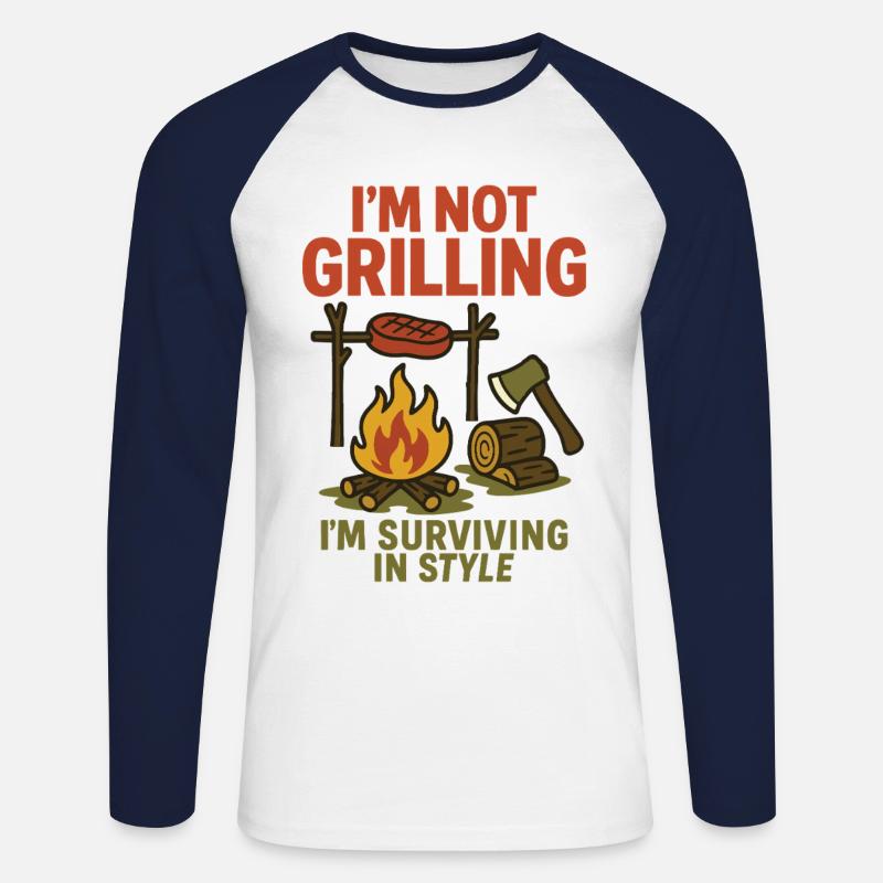 Prepper Survival Bushcrafting I'm Not - Unisex Long Sleeve Baseball T-Shirt - white/navy