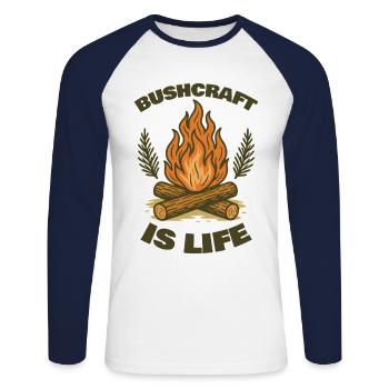 Le bushcraft est un travail de survie pour la survie - T-shirt baseball manches longues Homme - blanc/marine - Devant - Nik (191cm)