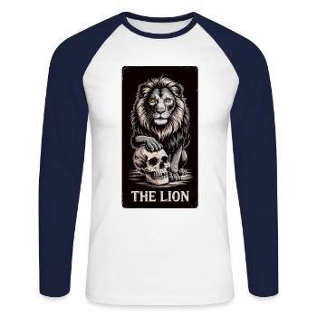Tarot Card - Mystic Lion with Skull - Unisex Long Sleeve Baseball T-Shirt - white/navy - Front - Nik (191cm)