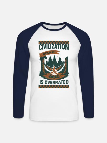 Prepper Survival Bushcrafting Civilization - Unisex Long Sleeve Baseball T-Shirt - white/navy
