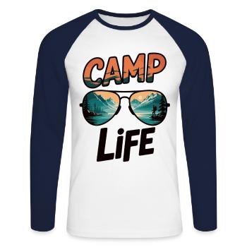 Camp Life Sunglasses - Unisex Long Sleeve Baseball T-Shirt - white/navy - Front - Nik (191cm)