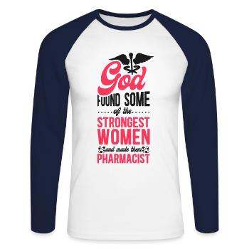 Pharmacy Tech Technician - Unisex Baseballshirt langarm - Weiß/Navy - Vorne - Nik (191cm)