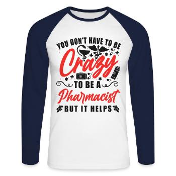 Pharmacy Tech Technician - Unisex Long Sleeve Baseball T-Shirt - white/navy - Front - Nik (191cm)