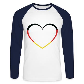 German Germany Heart Hearts Countries Country - Unisex Long Sleeve Baseball T-Shirt - white/navy - Front - Nik (191cm)